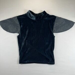 Velvet Mesh Sleeve Top Size‎ XS/TP Dark Green Urban outfitters Tela Velvet Shirt